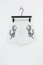 Elppis White Cotton Sequin Leaf Blouse, product packshot on white background — SKU UV4F6294BK