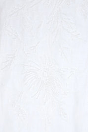 White Embroidered Linen Long Sleeves Shirt — Product Detail 1