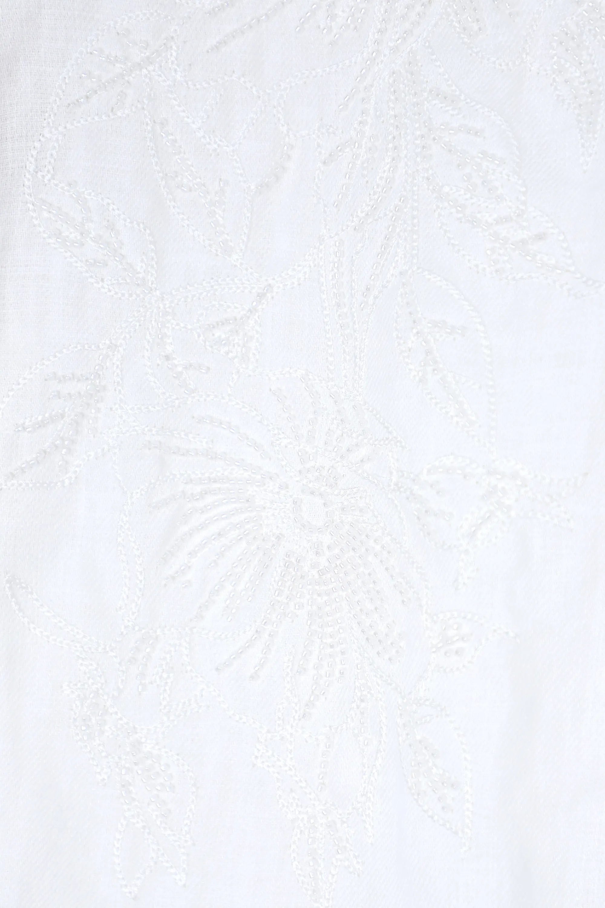 White Embroidered Linen Long Sleeves Shirt — Product Detail 1