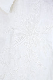 White Embroidered Linen Long Sleeves Shirt — Product Detail 2