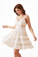 White Lace Tiered Cami Mini Dress