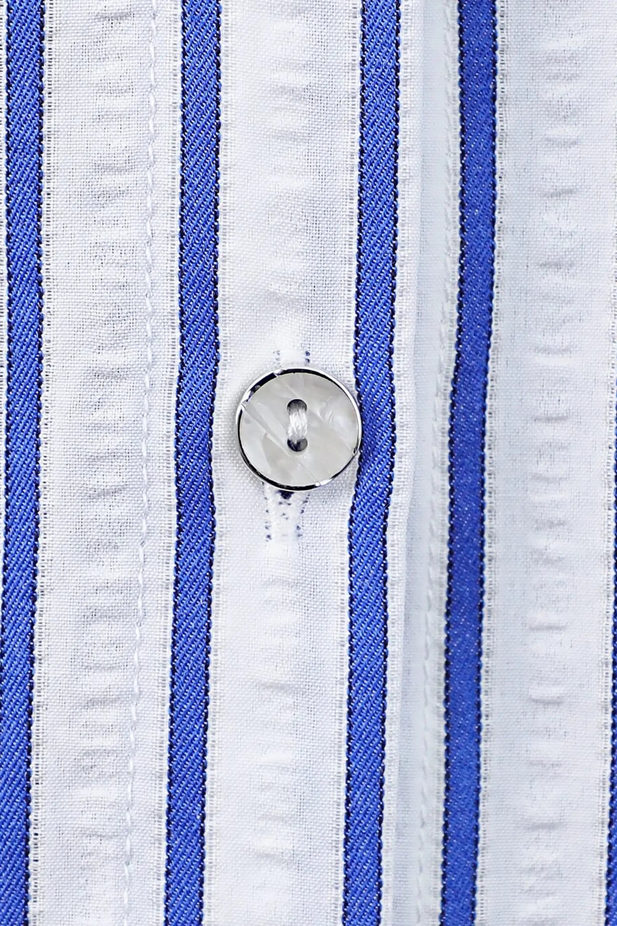White Polyester High-Waisted Shorts with Rolled Hem and Leather Belt — Model White Background View 3