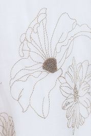 White Ramie Maxi Skirt with Gold Floral Embroidery — Product Detail 1