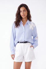 White Rayon-Nylon Blend Tailored Shorts with Belt