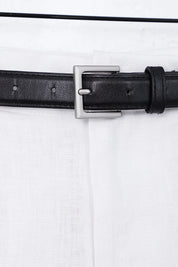 White Rayon-Nylon Blend Tailored Shorts with Belt — Product Detail 1