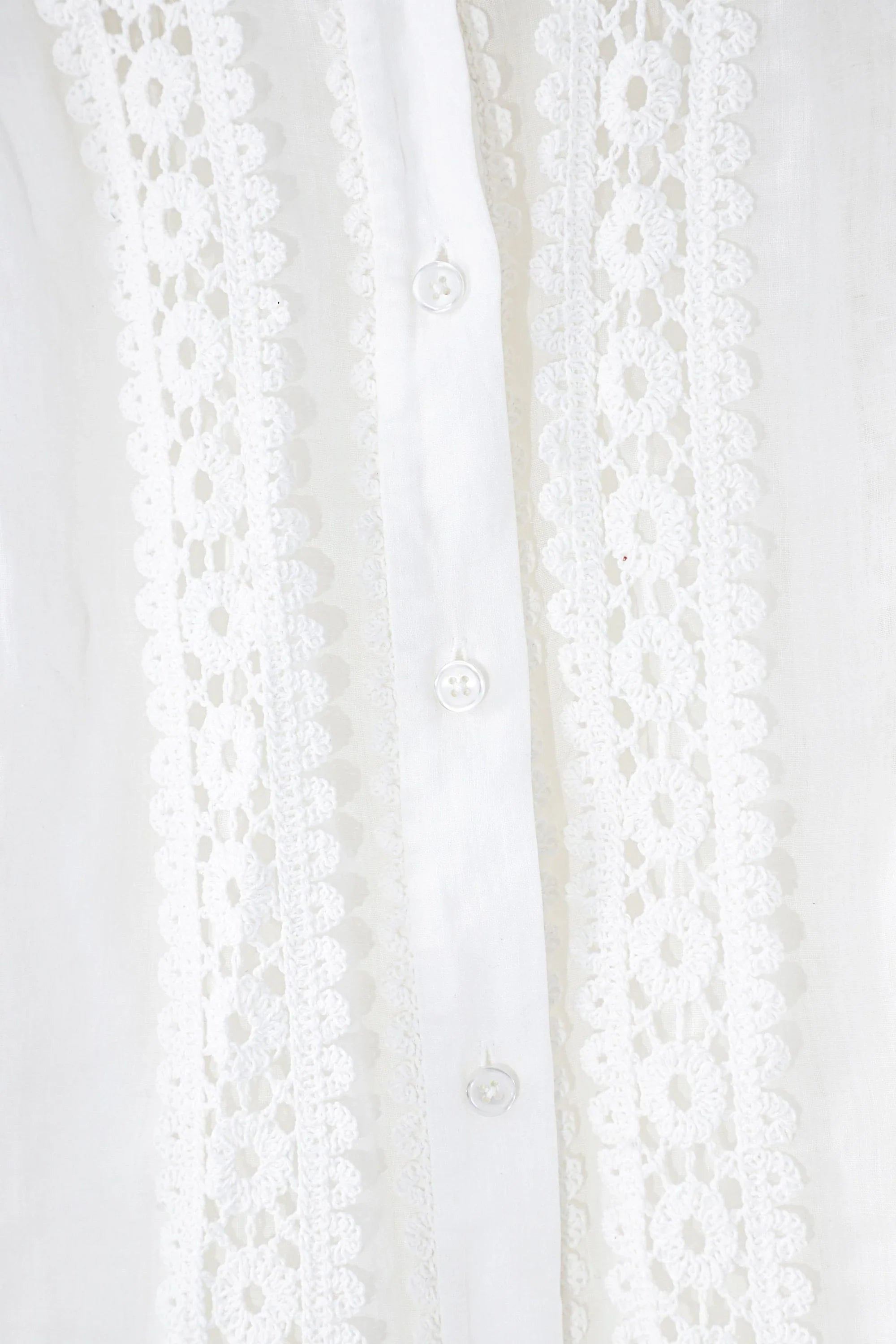 White Sheer Shirt with Crochet Lace Panels — Product Detail 1