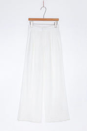 Elppis White Sleeveless Embroidered Linen-Blend Tank Top, product packshot on white background — SKU 3J6D12339BT