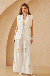 Elppis Linen Blend Vest, editorial styling view on model — SKU JD4D6656BO