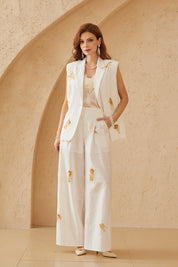 Elppis Linen Blend Vest, editorial styling view on model — SKU JD4D6656BO