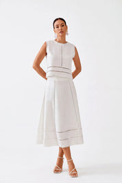 Elppis Viscose Blend Skirt, white-background full-length front view on model — SKU 1B5J09171WW