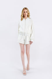 Iridescent Sequin Bomber Jacket
