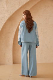 Light Blue Wide-Leg Denim Pants