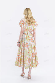 Paisley Print Rayon Midi Shirt Dress
