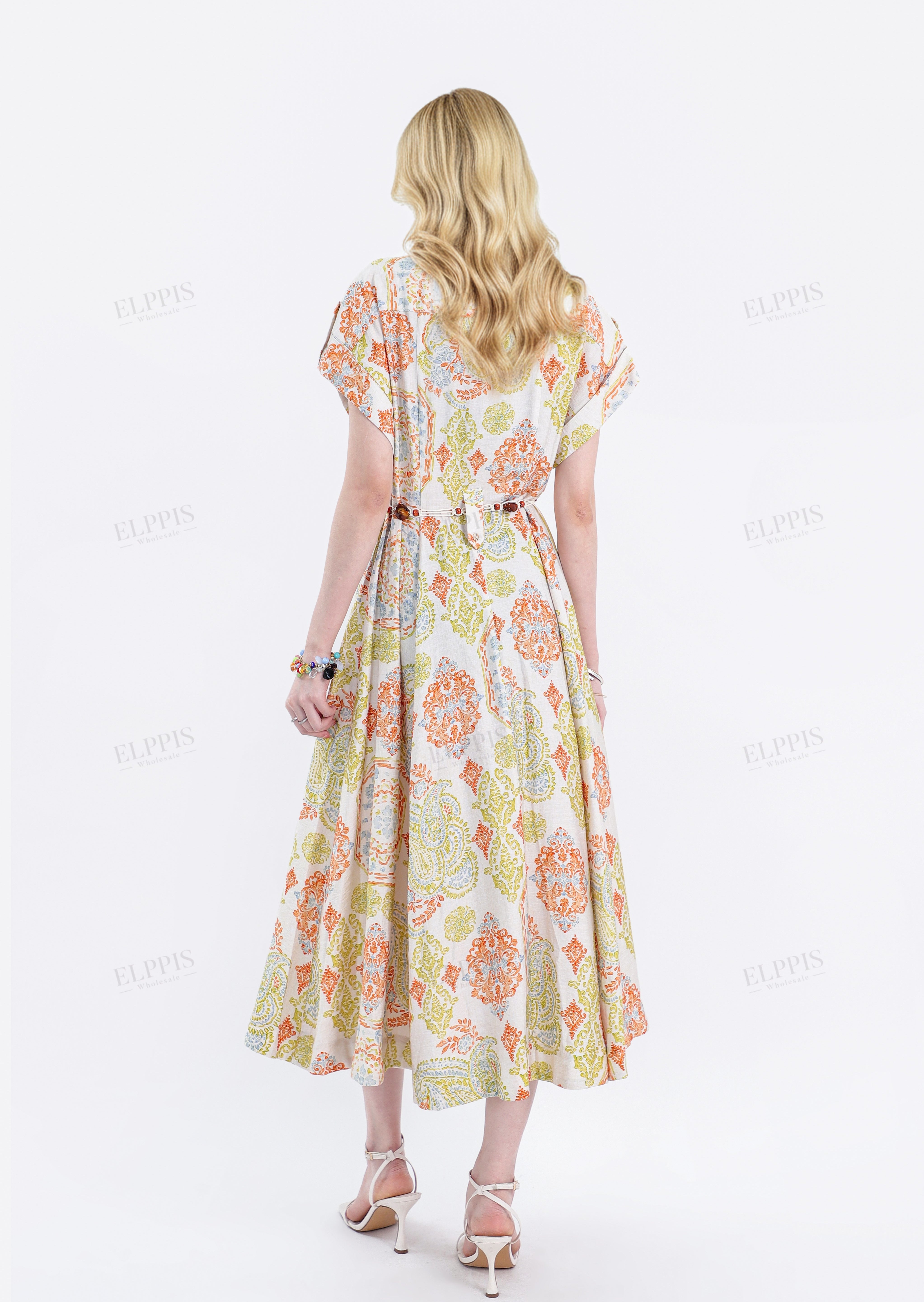 Paisley Print Rayon Midi Shirt Dress