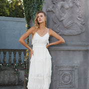 3D tassel embroidered camisole maxi dress