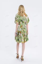 Tropical Print Rayon Shirt Dress