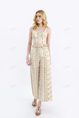 Yellow Floral Cotton Crop Camisole